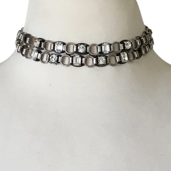 DANNIJO Rhinestone Statement Choker Necklace - Picture 1 of 8